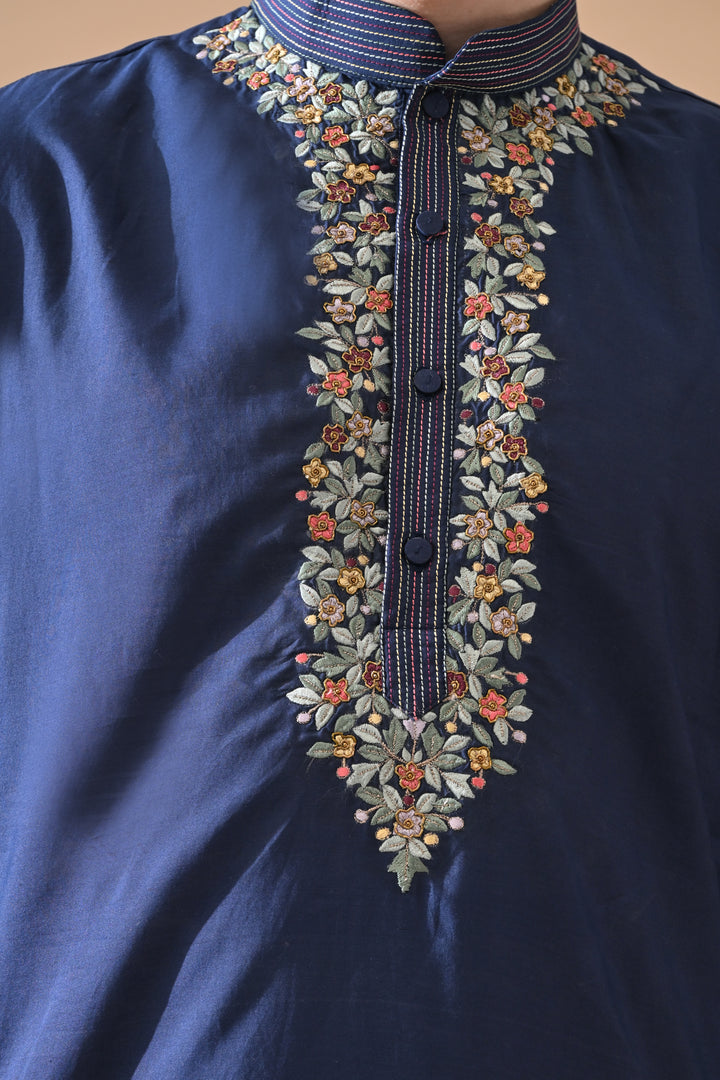 Indigo Pushpa Embroidered Kurta Set