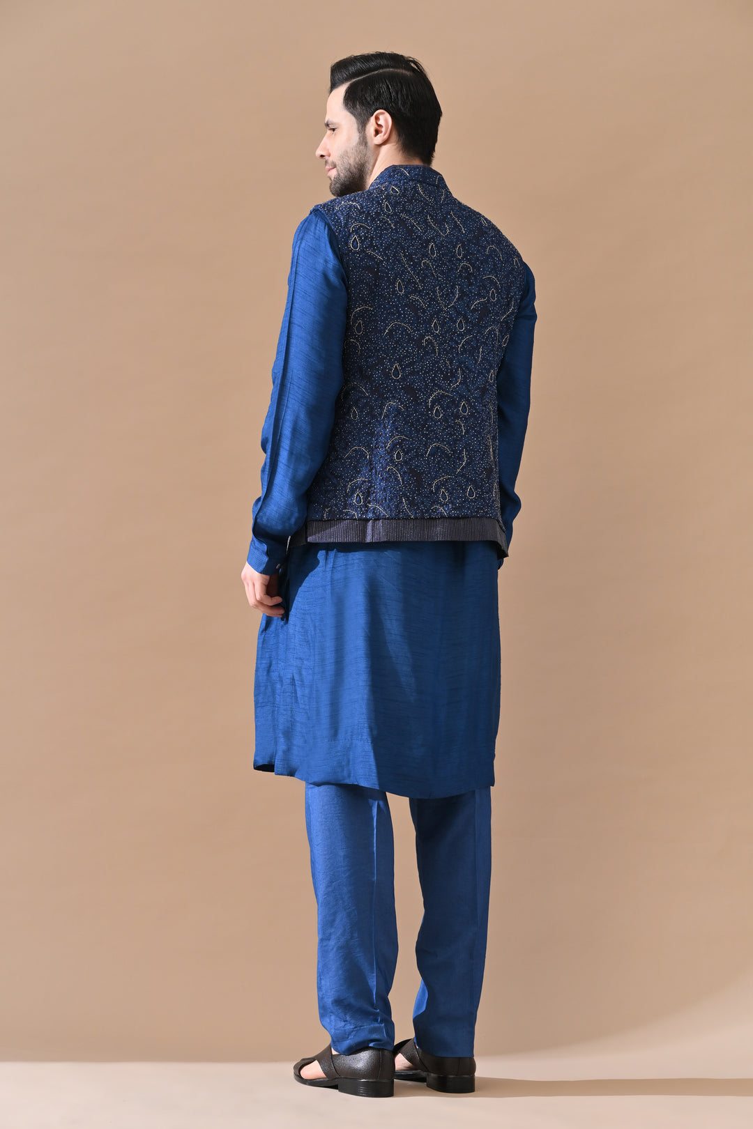 Blue Royale Waistcoat Kurta Set