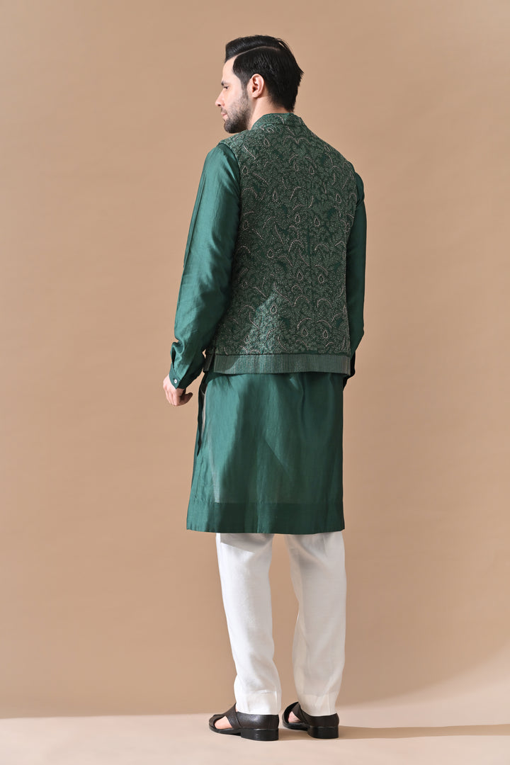 Emerald Noor Embroidered Waistcoat Set