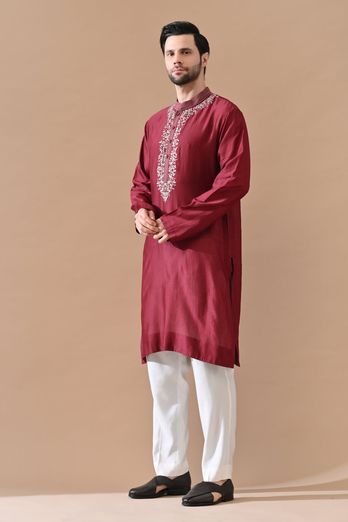 Maroon Noor Embroidered Kurta