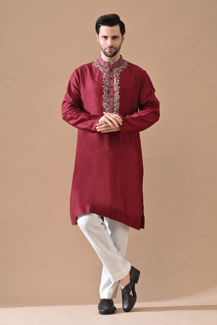 Maroon Noor Embroidered Kurta