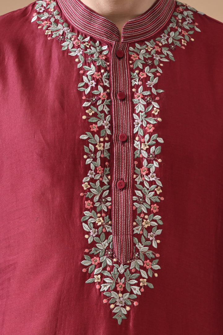 Maroon Noor Embroidered Kurta