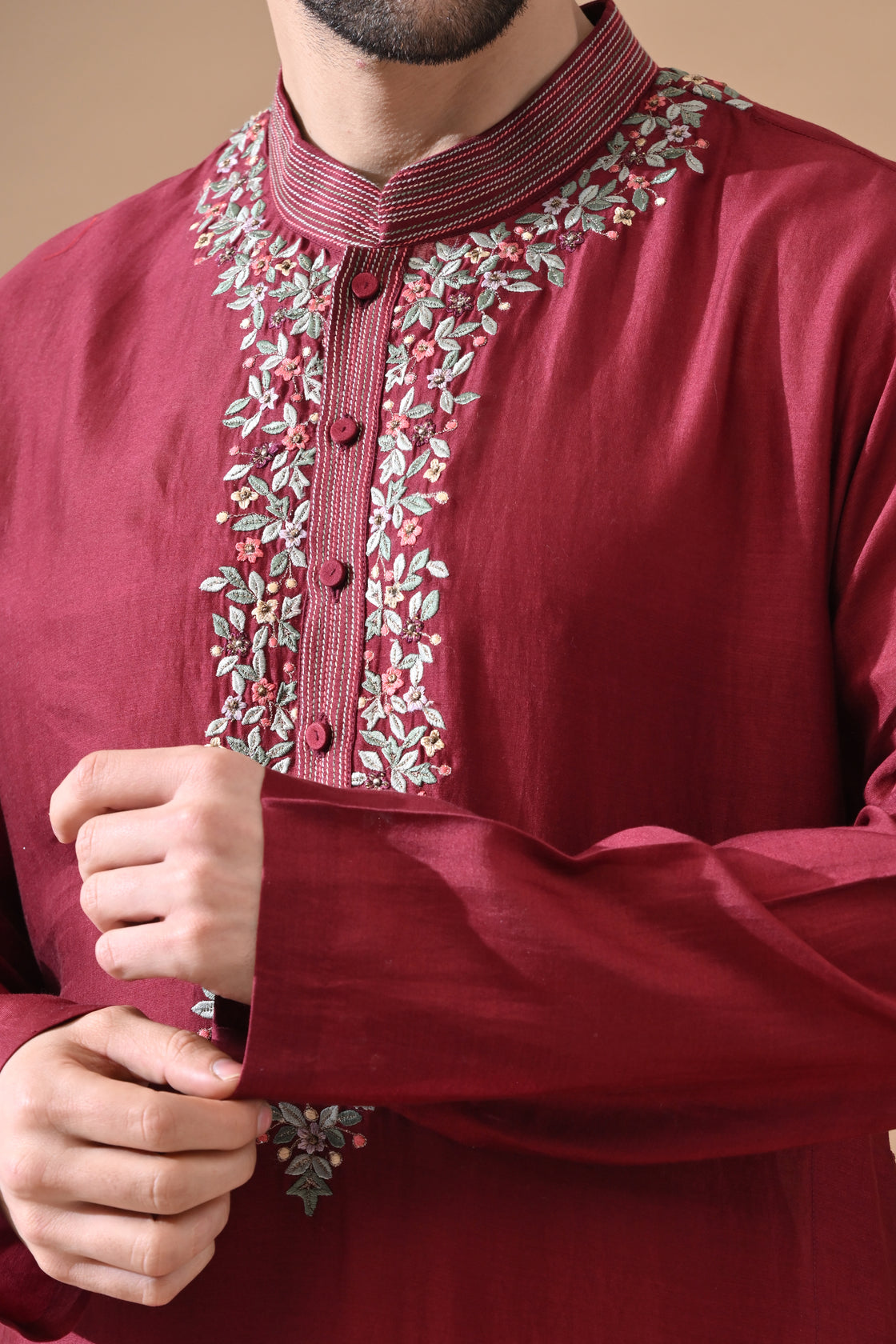 Maroon Noor Embroidered Kurta