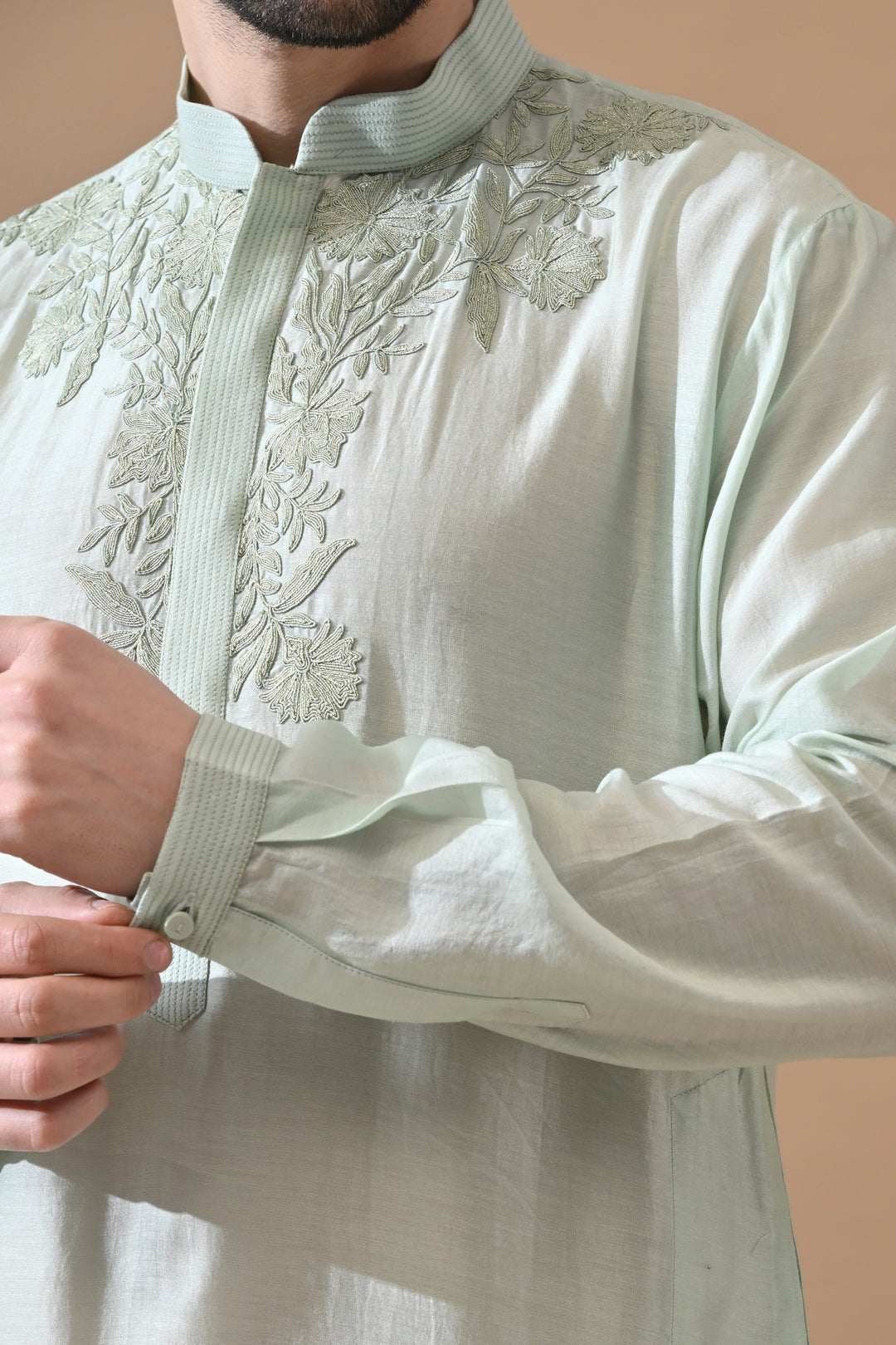 Pista Kurta Set With Tonal Embroidery