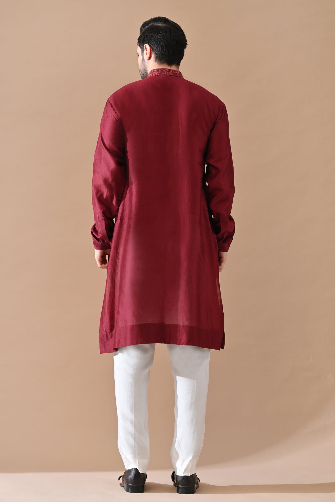 Maroon Classic Embroidered Kurta