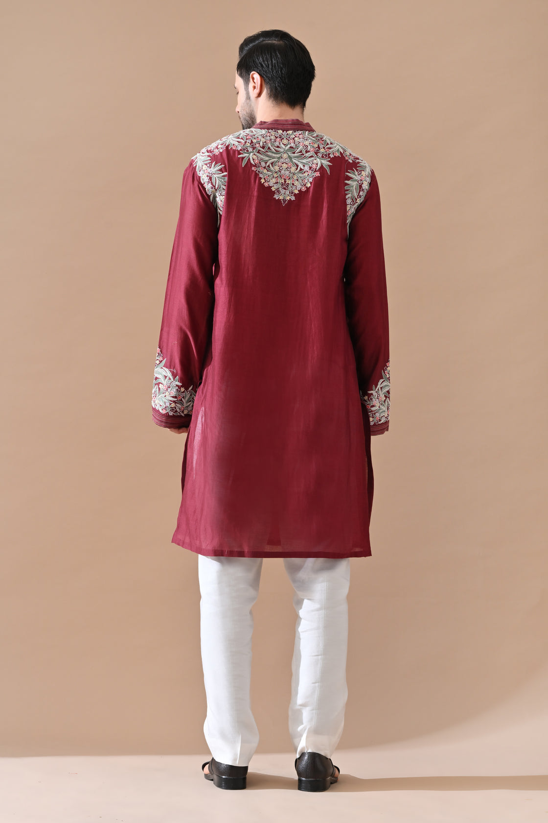 Maroon Signature Embroidery Kurta Set