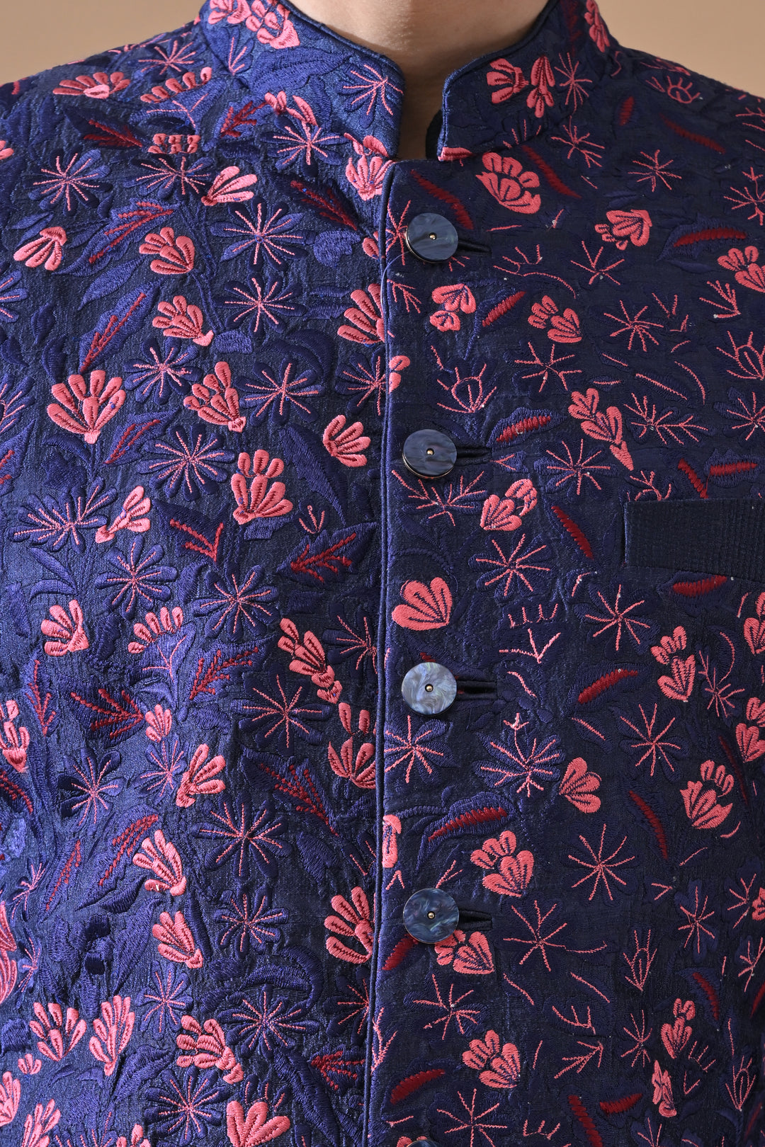 Royal Blue Statement Floral Sherwani