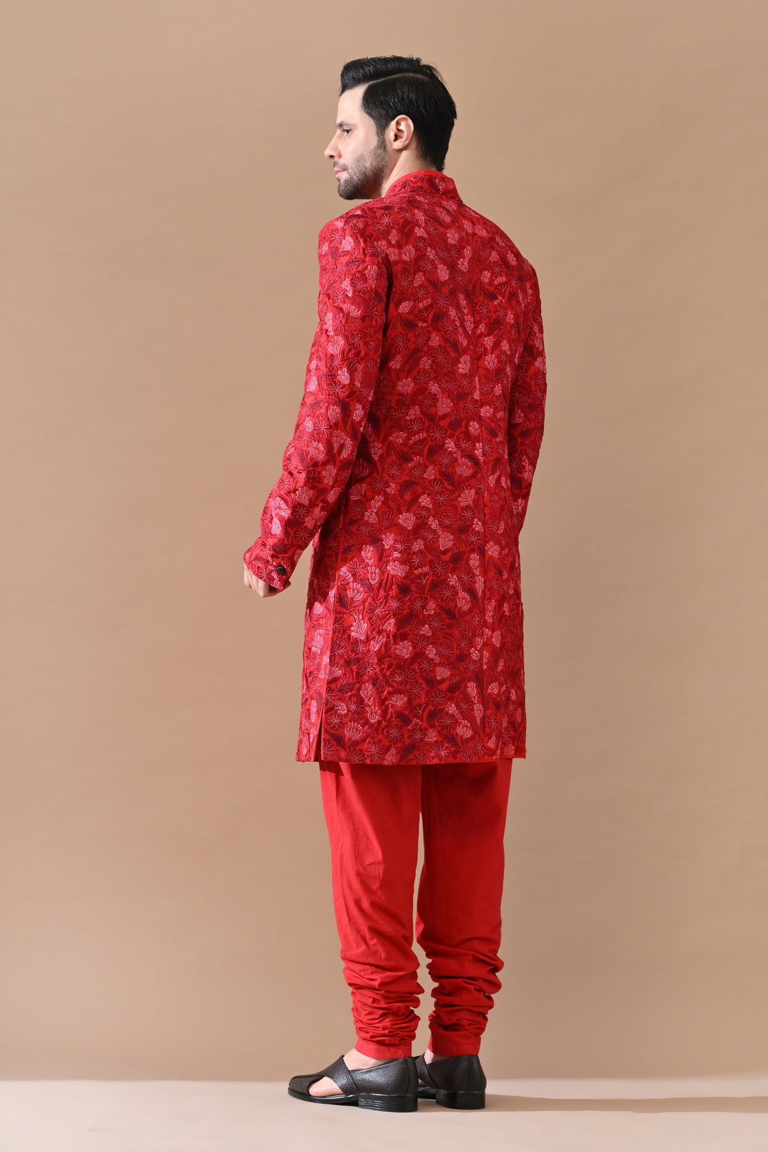 Crimson Statement Floral Sherwani