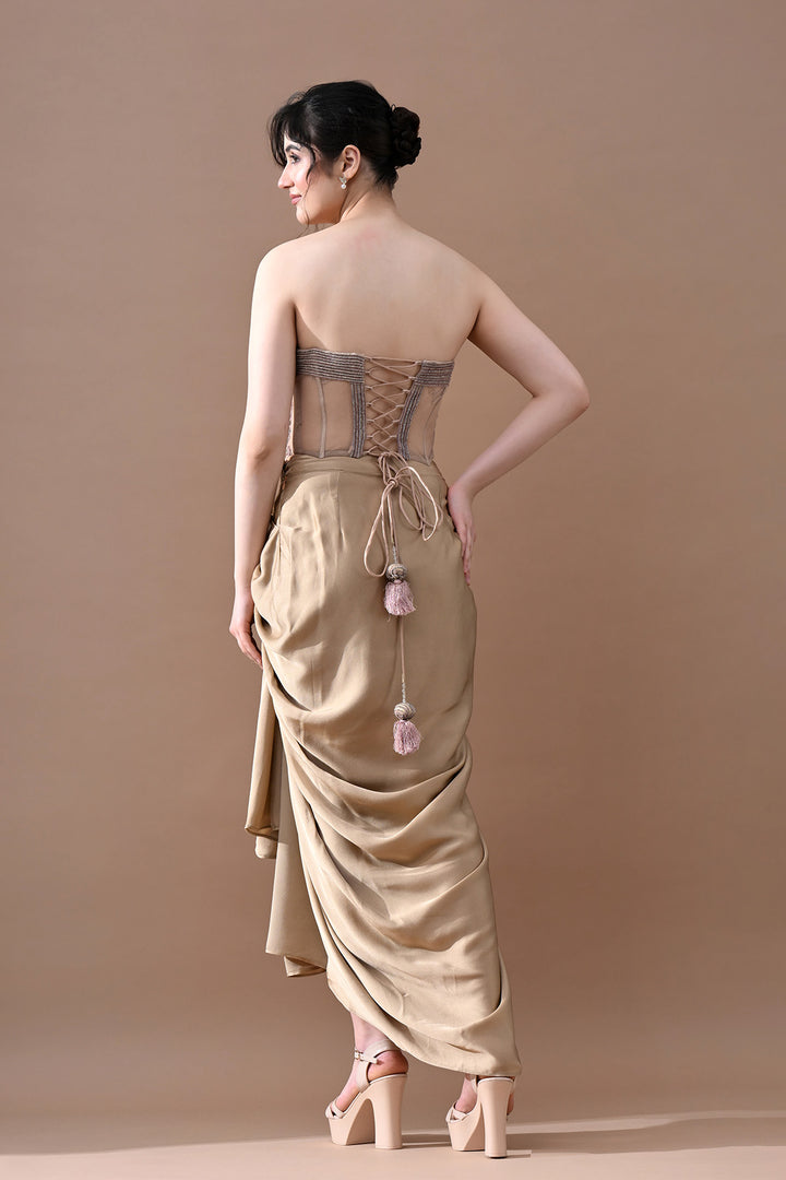 Champagne Dusk Hand-Embroidered Corset