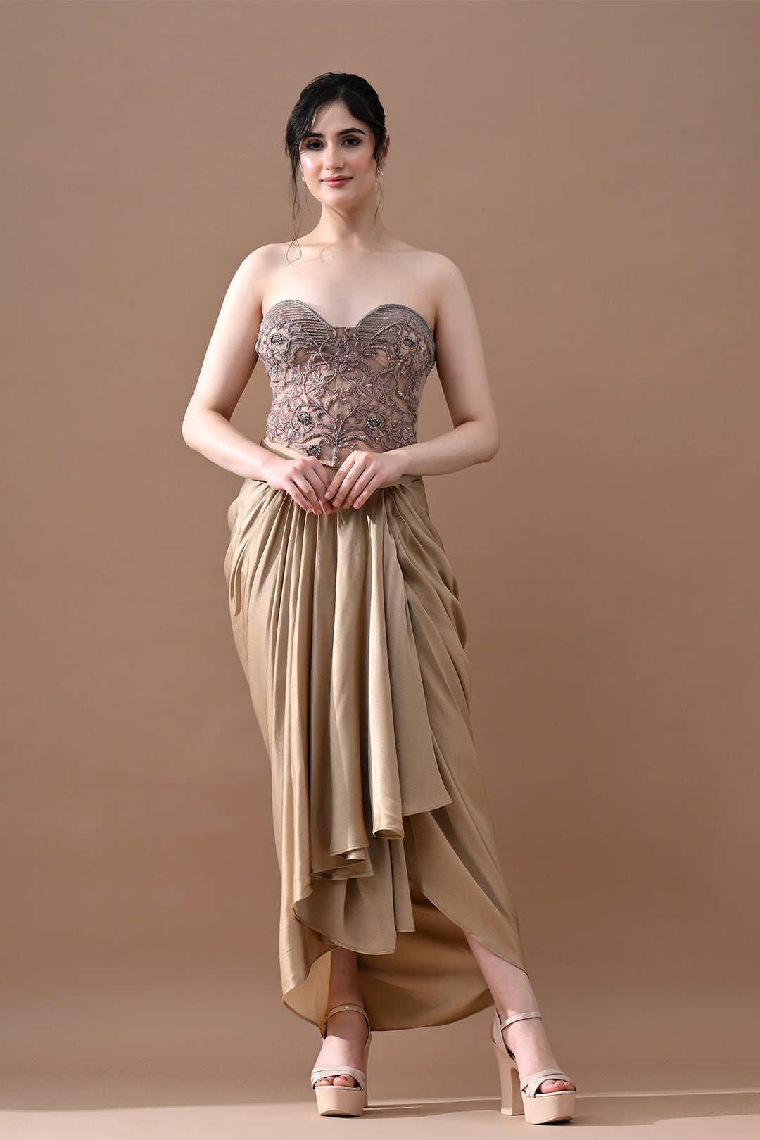 Champagne Dusk Hand-Embroidered Corset