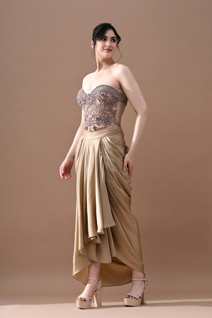 Champagne Dusk Hand-Embroidered Corset