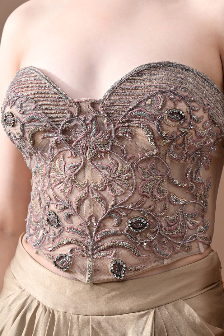 Champagne Dusk Hand-Embroidered Corset