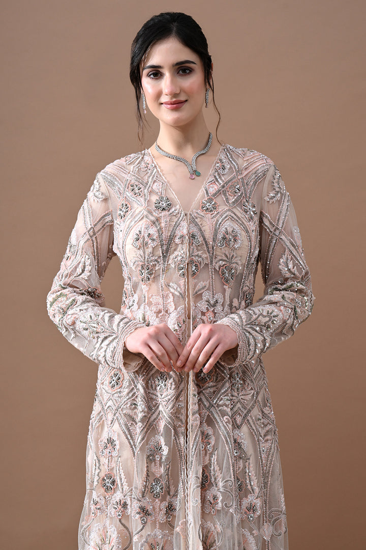Blush Floral Embroidered Jacket Set