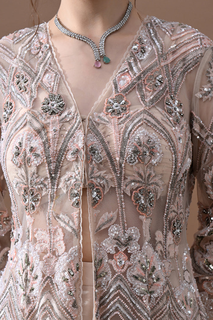 Blush Floral Embroidered Jacket Set