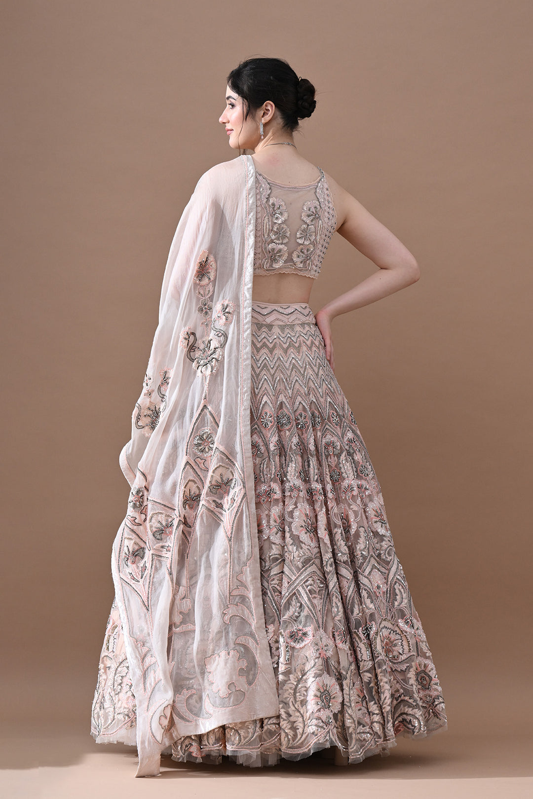 Blush Pink Hand Embroidered Lehenga Set