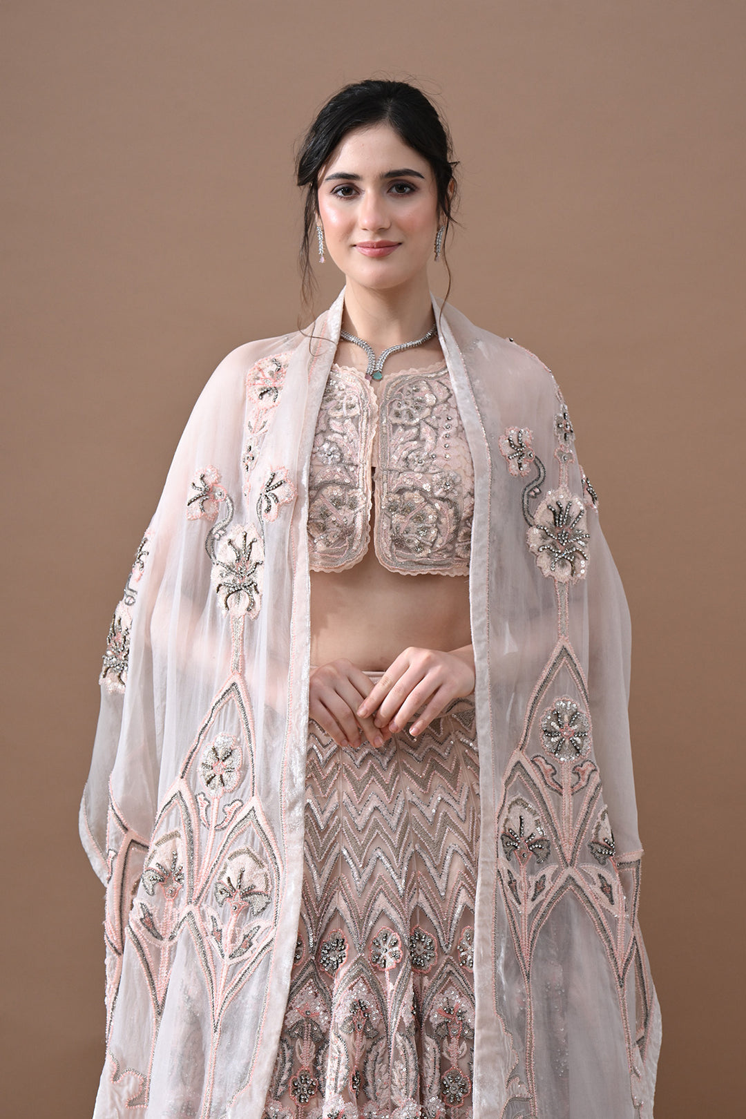 Blush Pink Hand Embroidered Lehenga Set