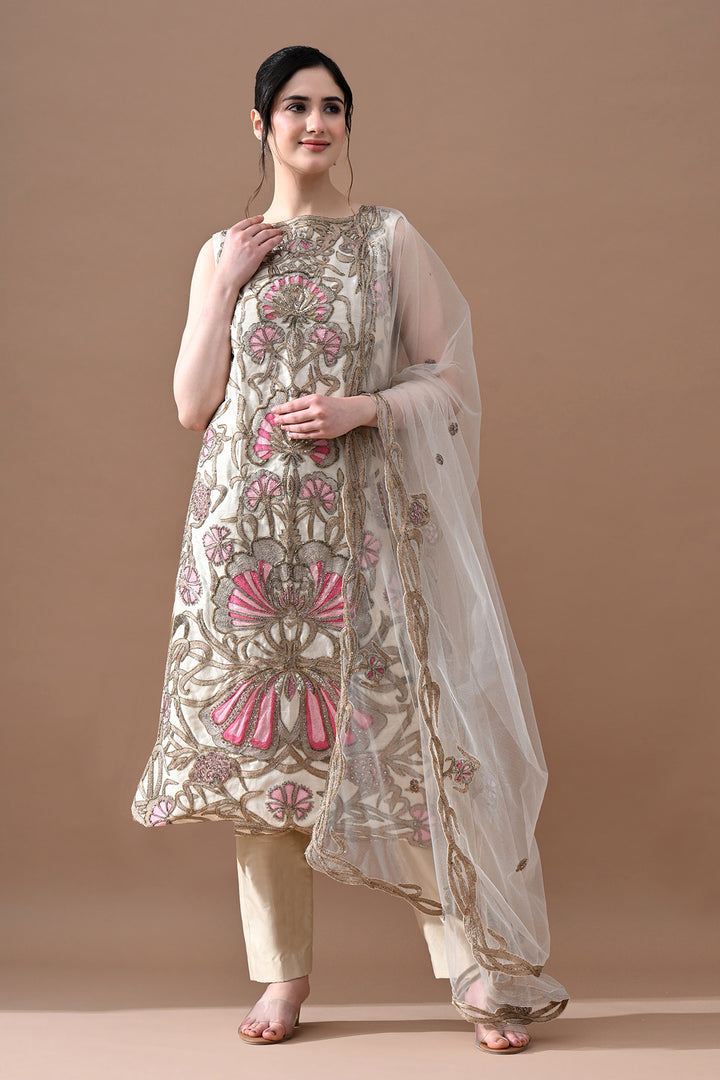 Ivory Ornate Floral Suit Set