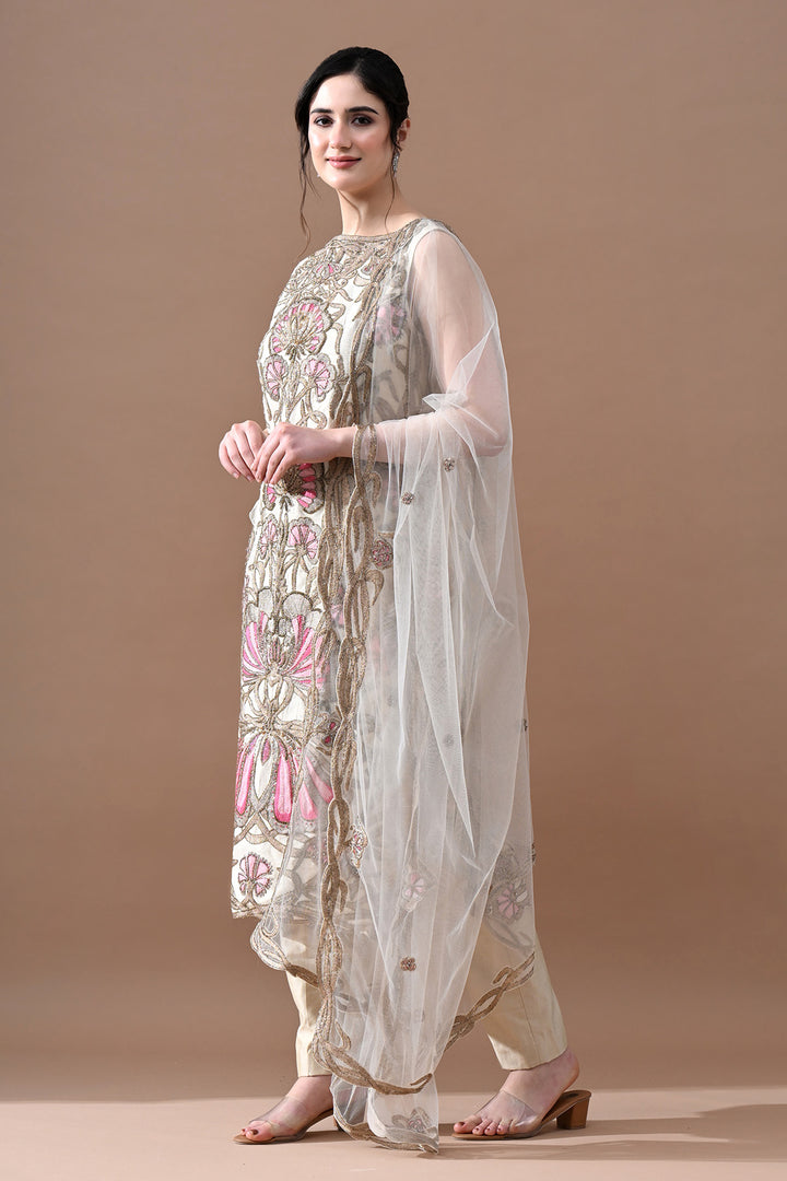 Ivory Ornate Floral Suit Set