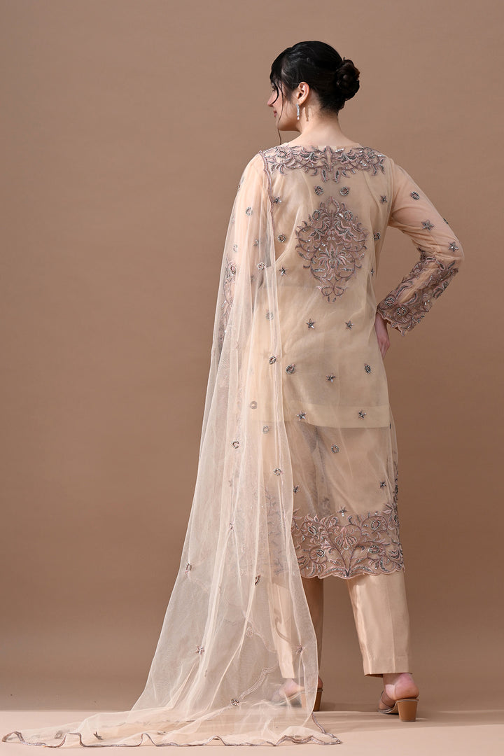 Soft Beige Floral Suit Set