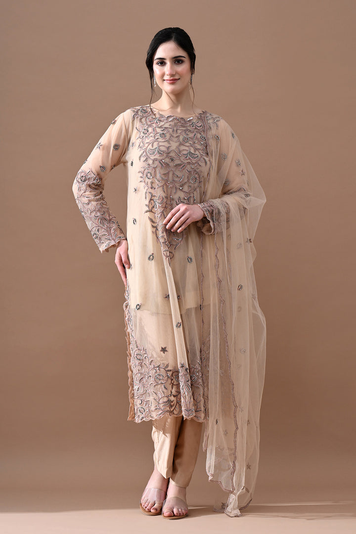 Soft Beige Floral Suit Set