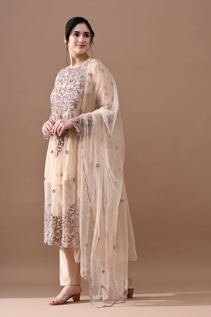 Soft Beige Floral Suit Set