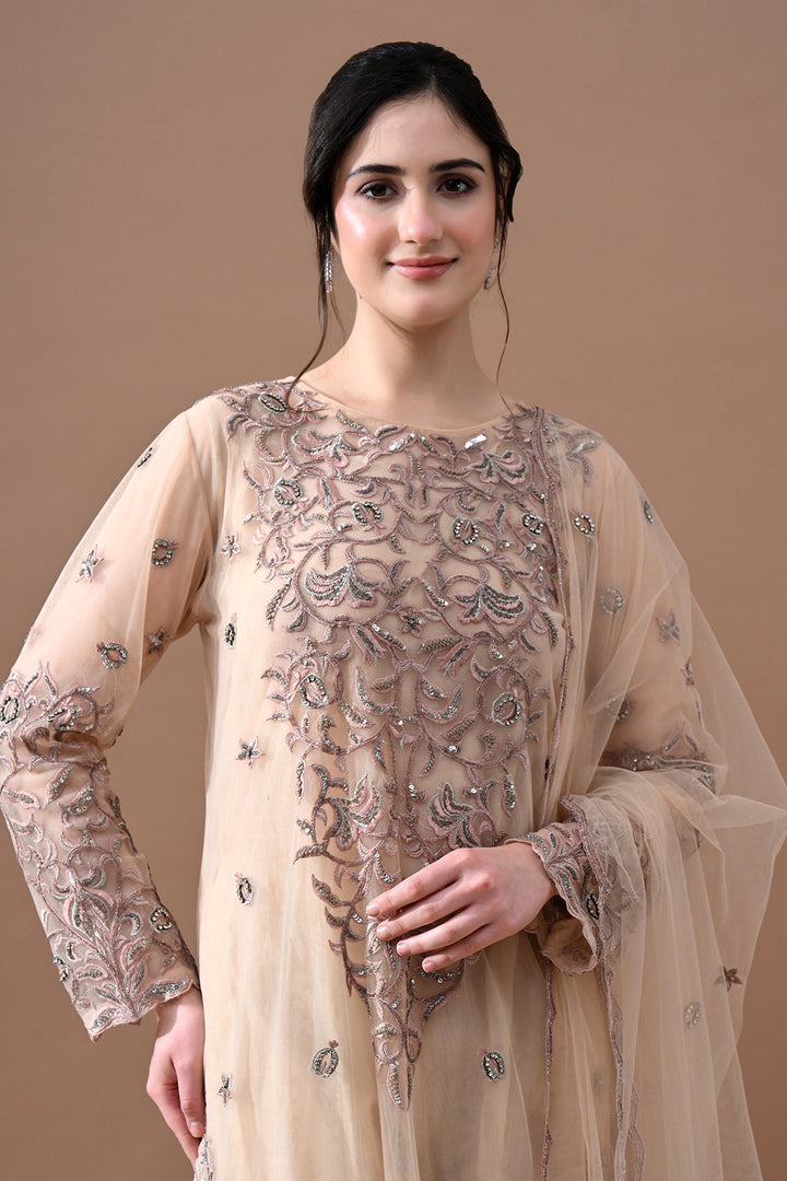Soft Beige Floral Suit Set