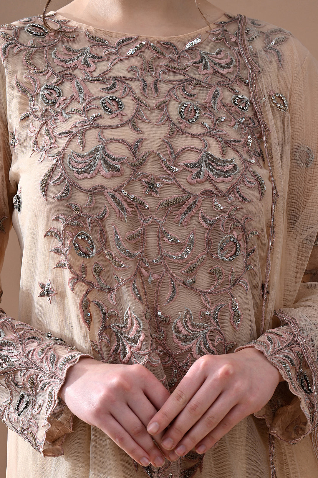 Soft Beige Floral Suit Set