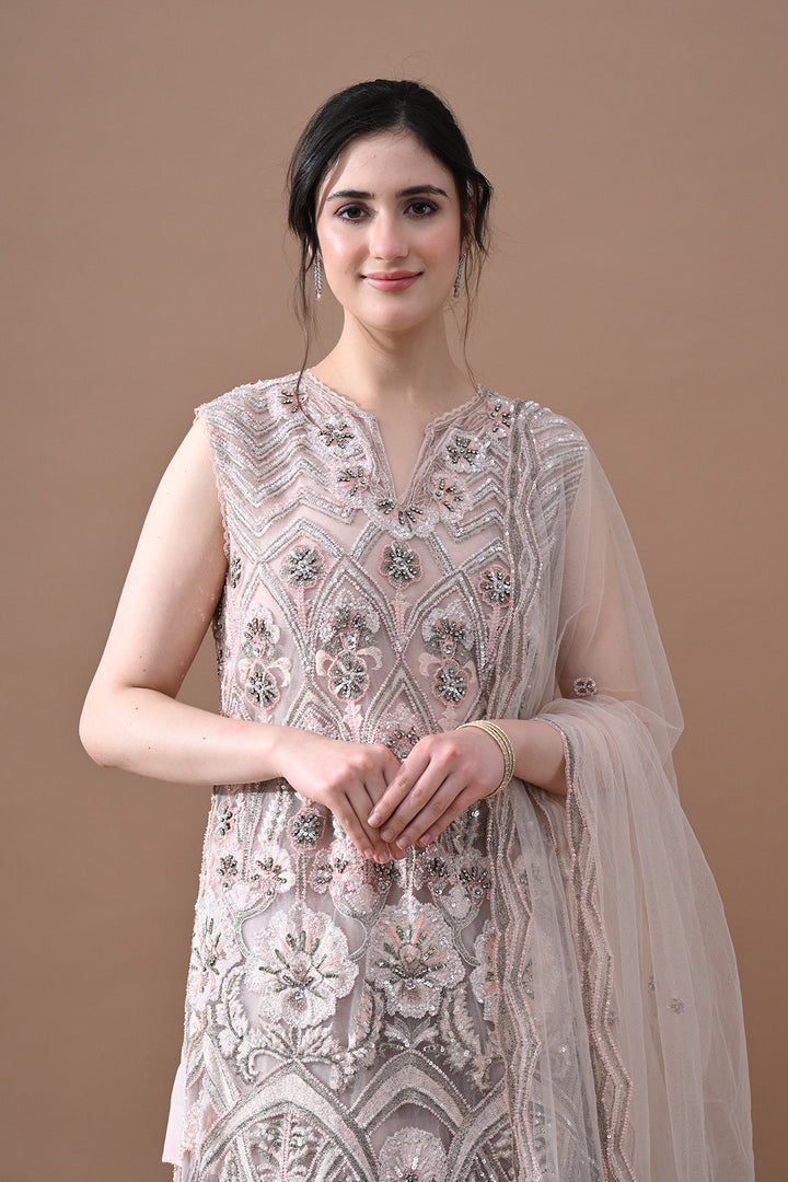 Blush Ivory Embroidered Sharara Set