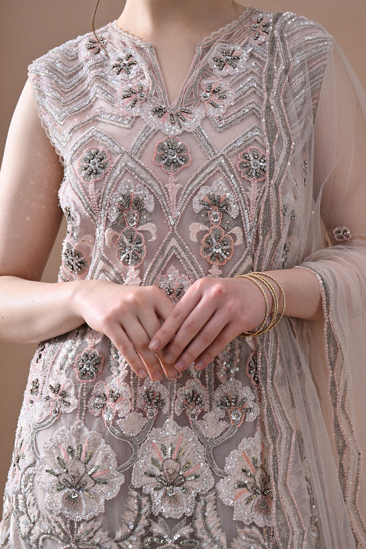 Blush Ivory Embroidered Sharara Set