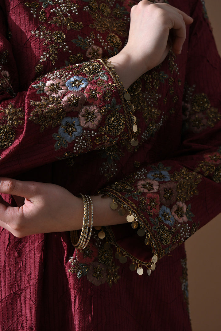 Deep Maroon Floral Suit Set
