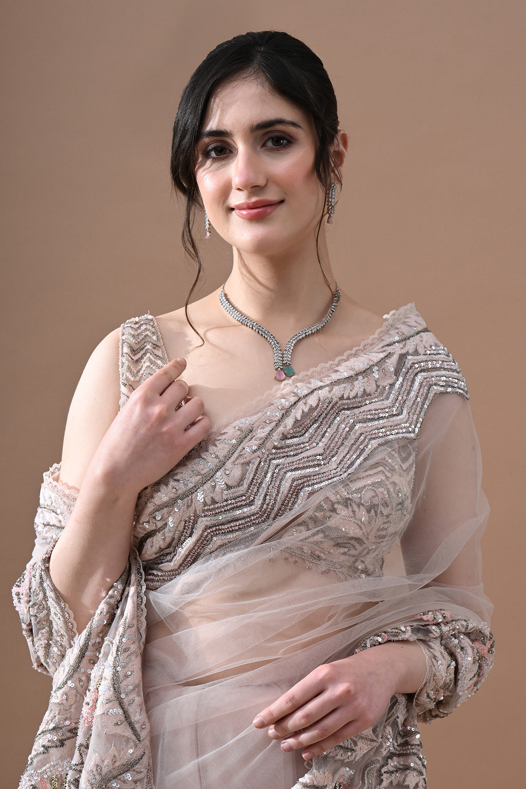 Blush Rose Embellished Saree