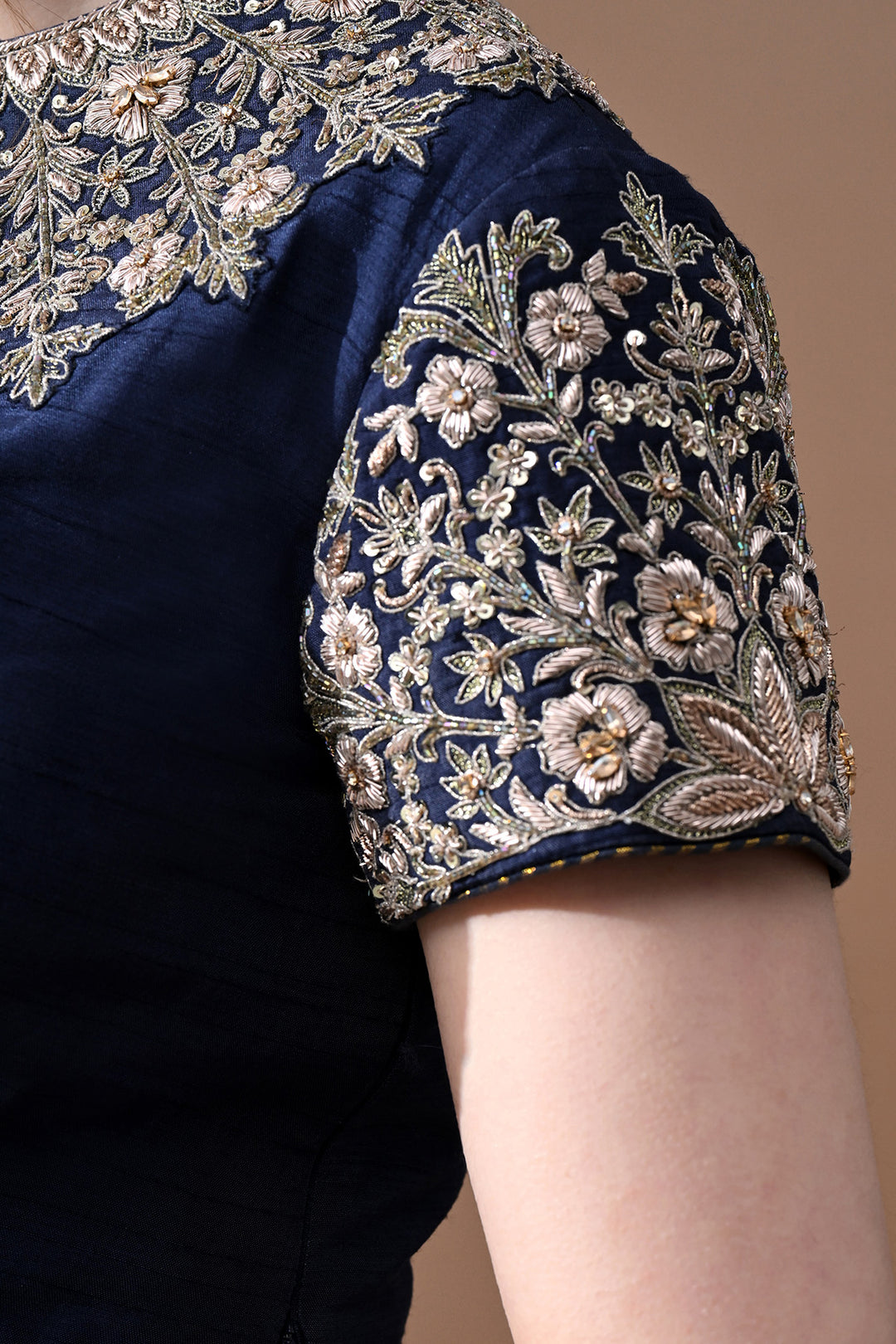 Navy Noir Embroidered Saree