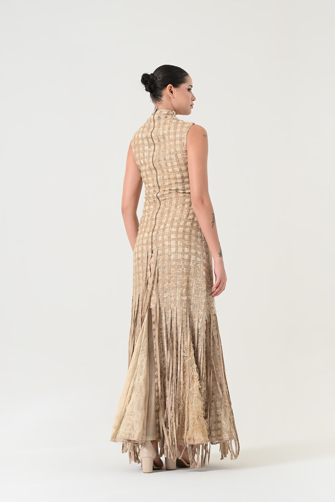 Beige Structured Dress