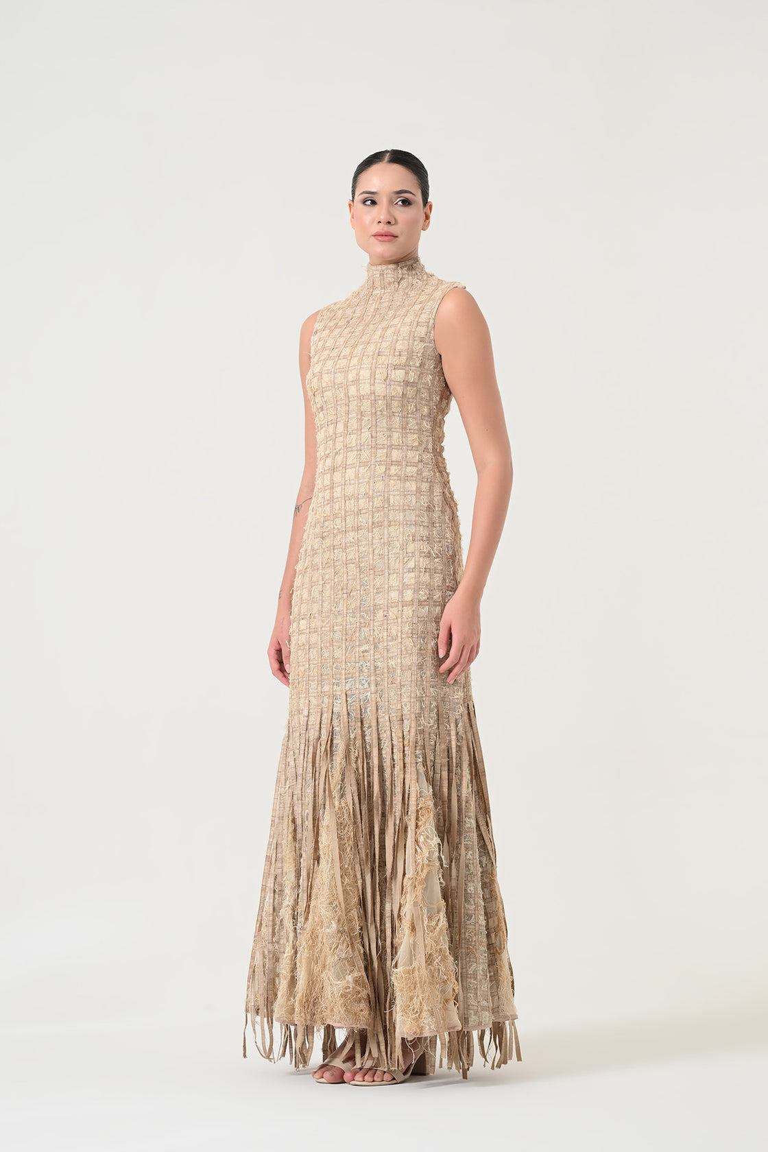 Beige Structured Dress