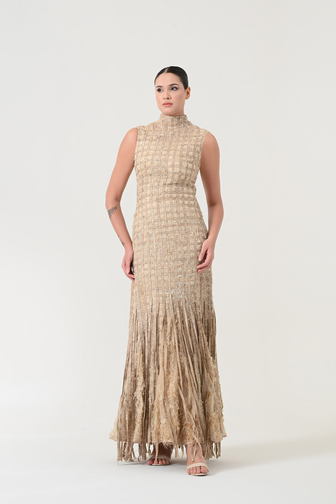 Beige Structured Dress