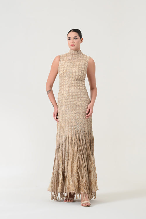Beige Structured Dress