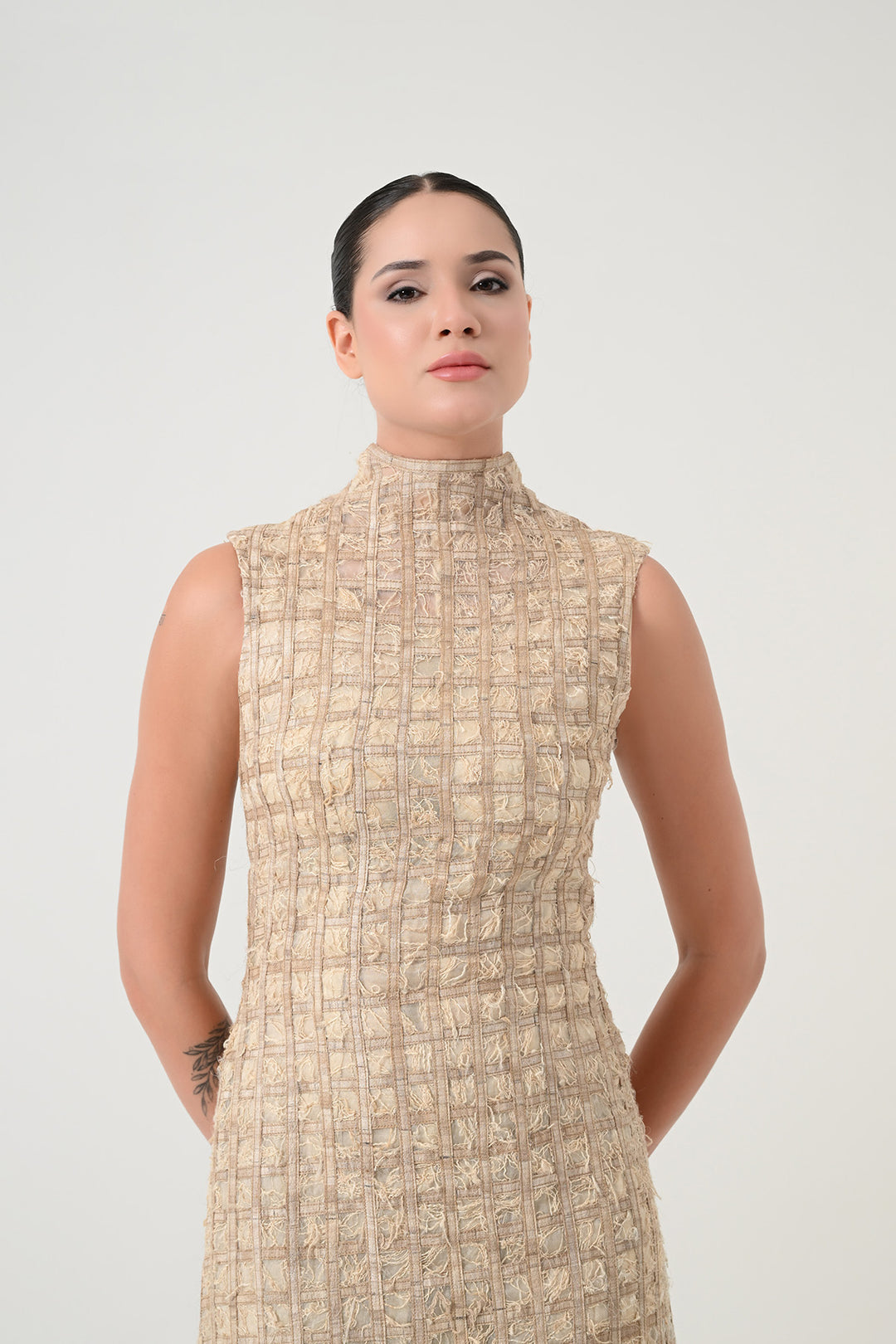Beige Structured Dress
