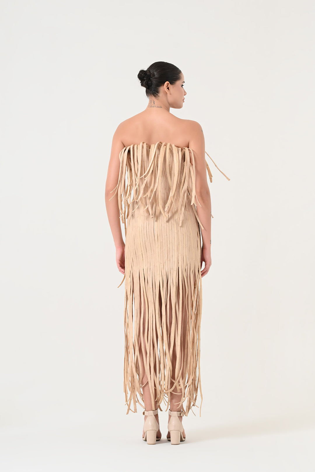 Beige Fringe Dress