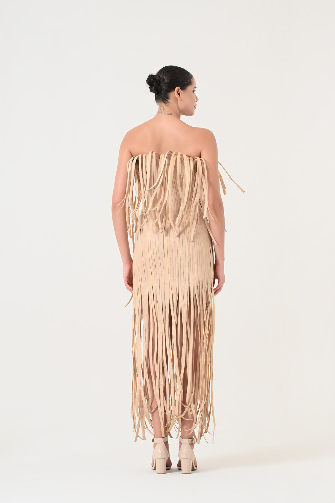 Beige Fringe Dress