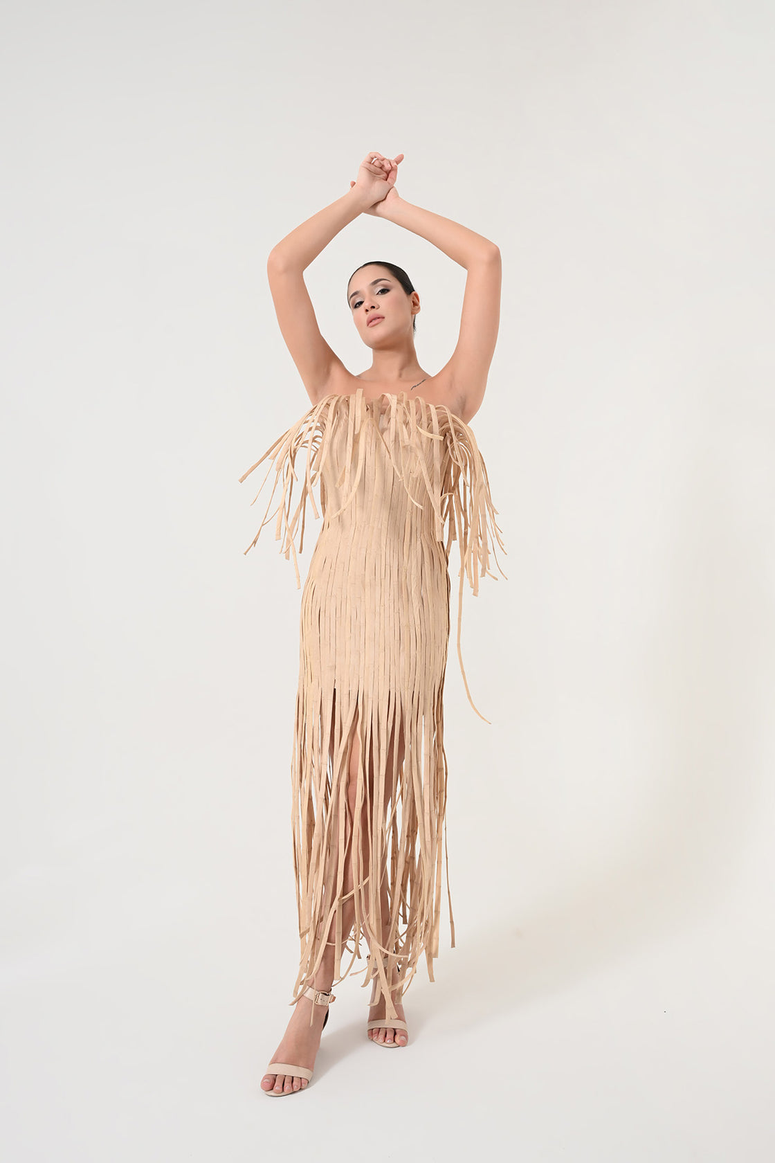 Beige Fringe Dress