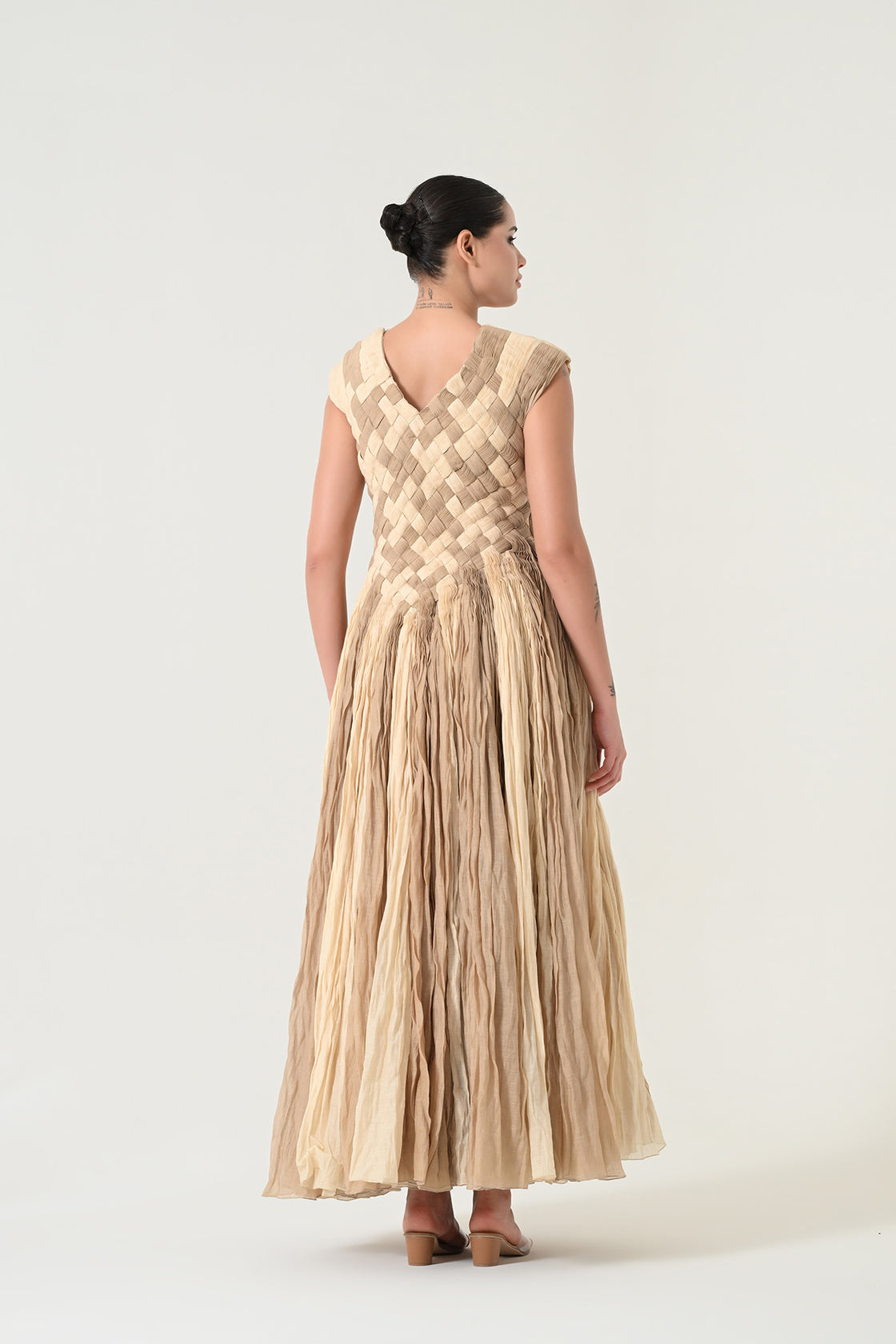Beige Woven Texture Gown