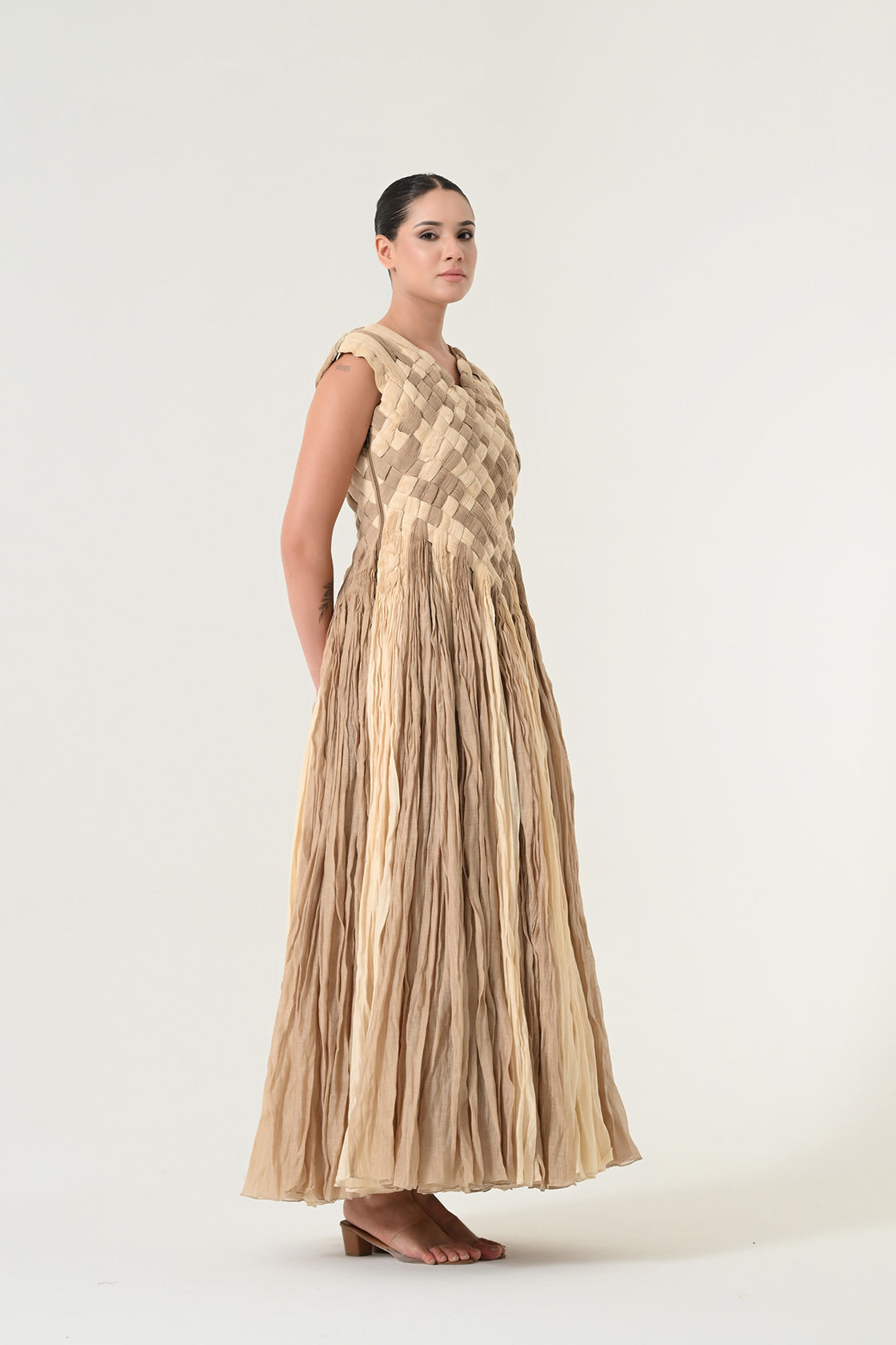 Beige Woven Texture Gown