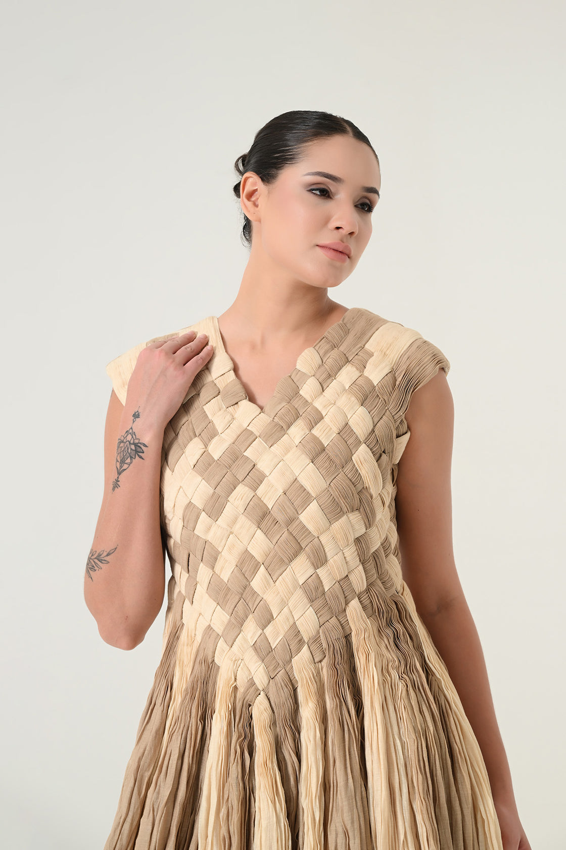 Beige Woven Texture Gown