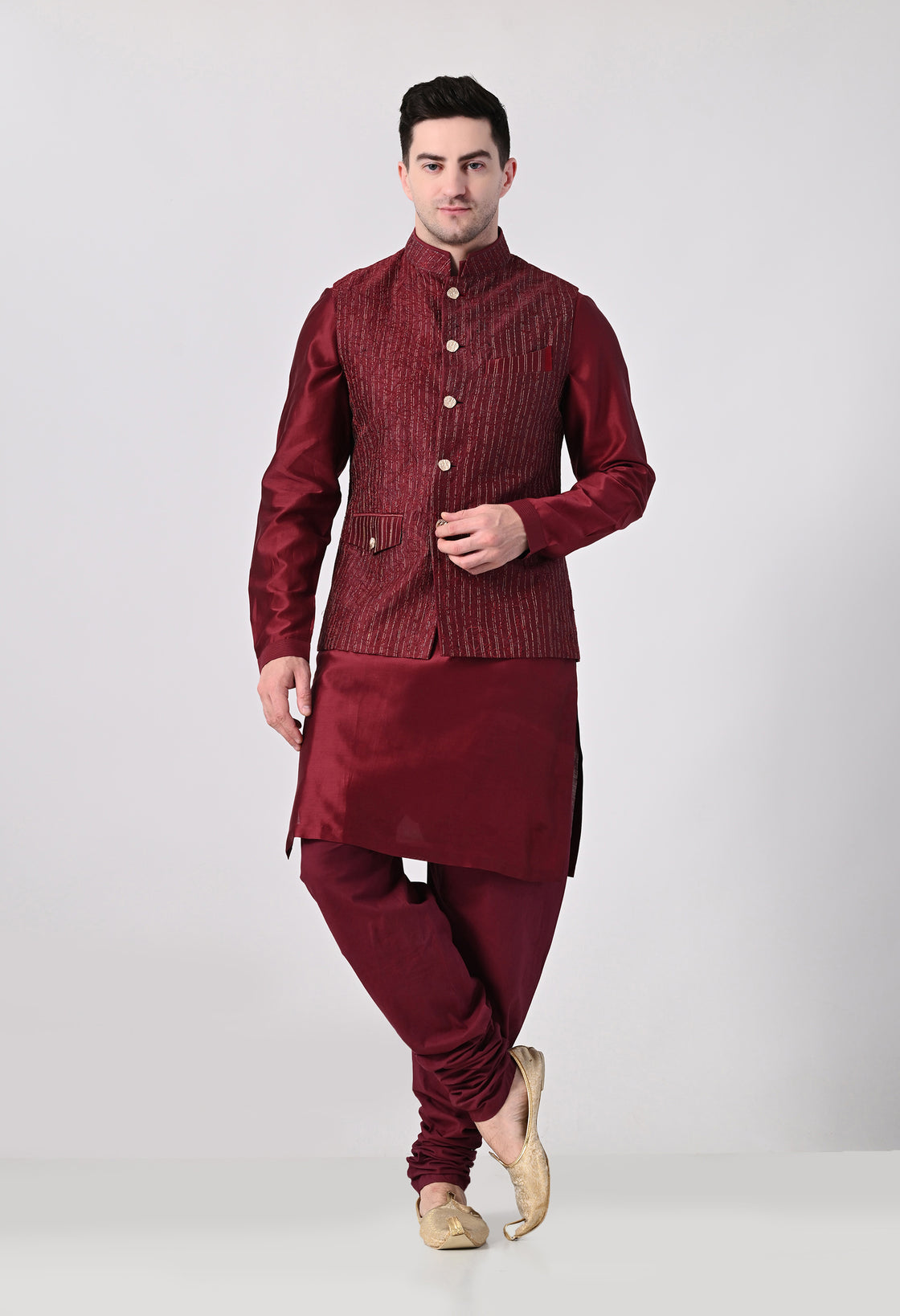 Classic Maroon Waistcoat Set
