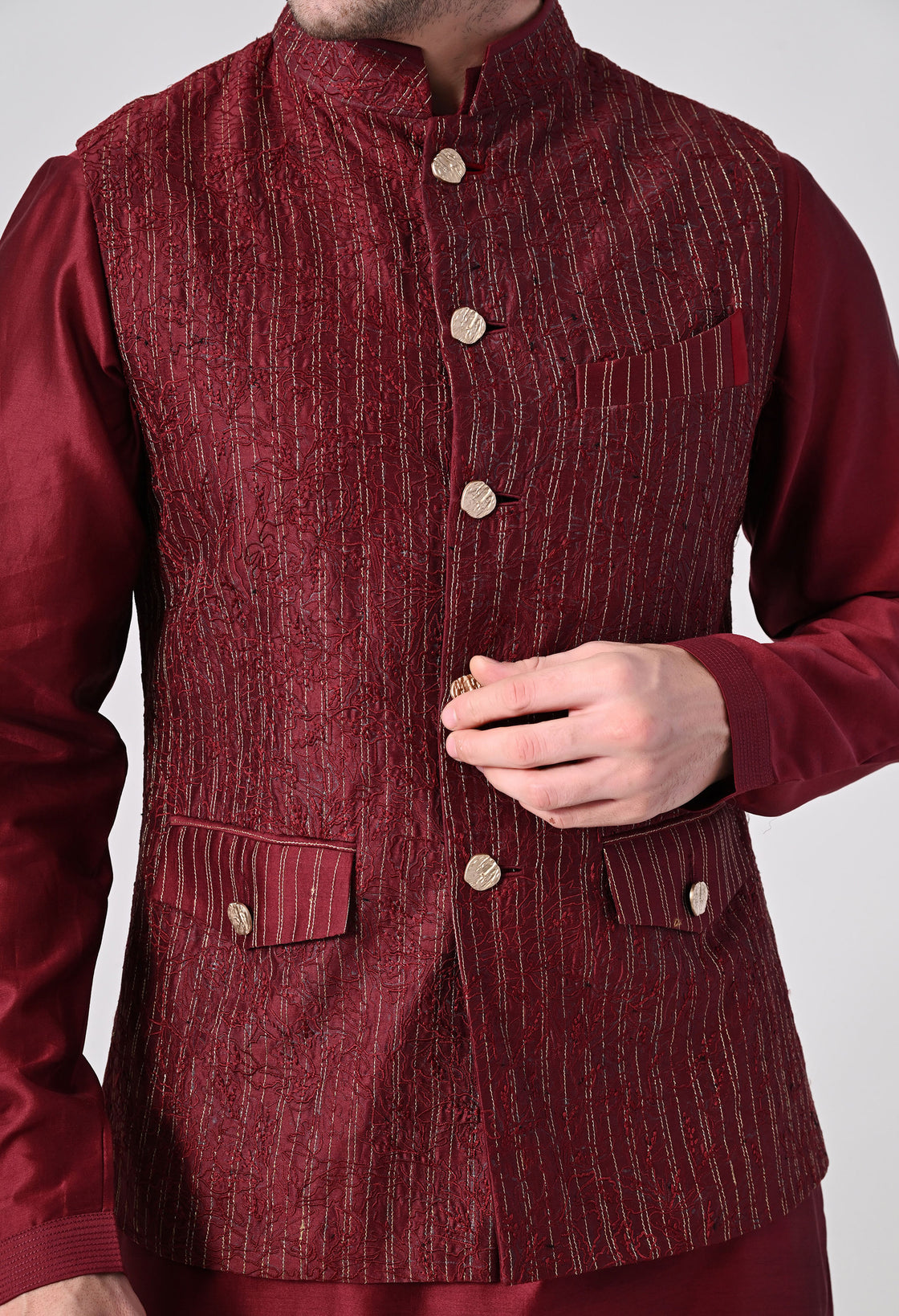 Classic Maroon Waistcoat Set