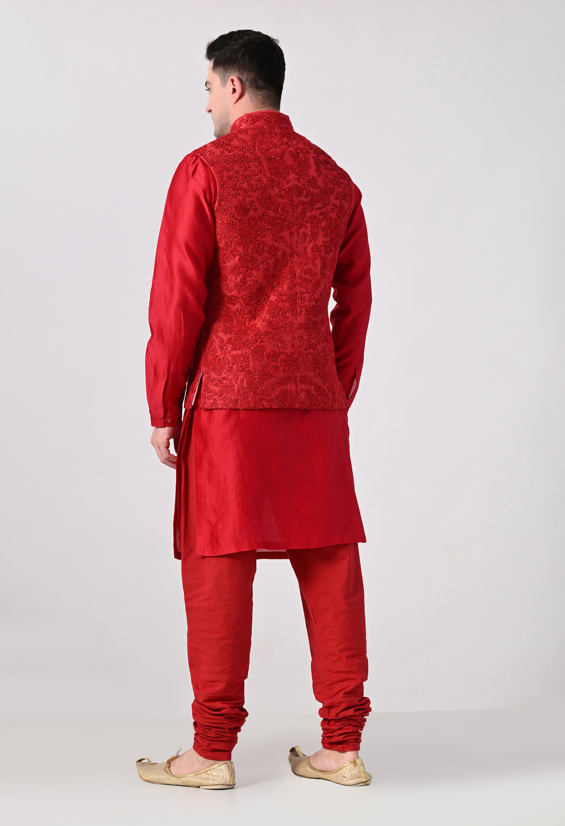 Crimson Embroidered Waistcoat Kurta Set