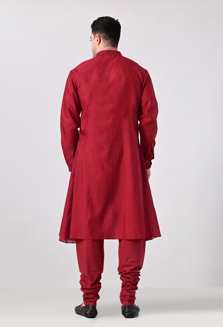 Maroon Sherwani With Tonal Embroidery