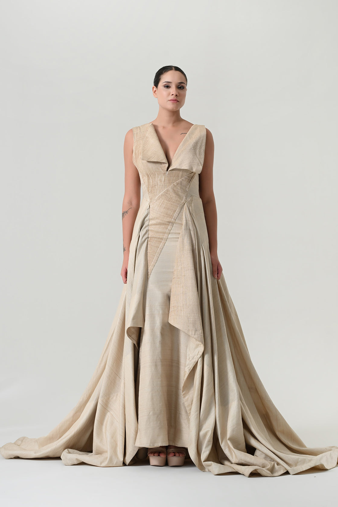 Beige Drape Gown