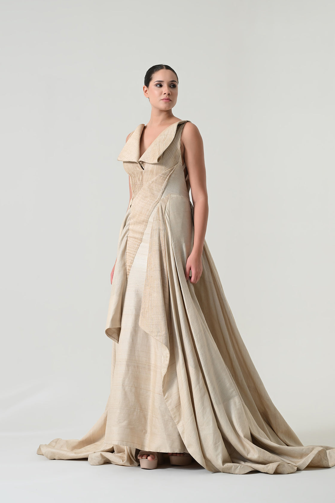 Beige Drape Gown