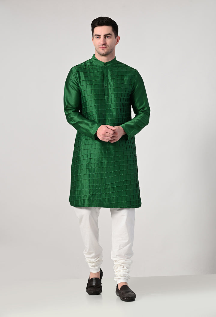 Emerald Green Textured  Kurta Set